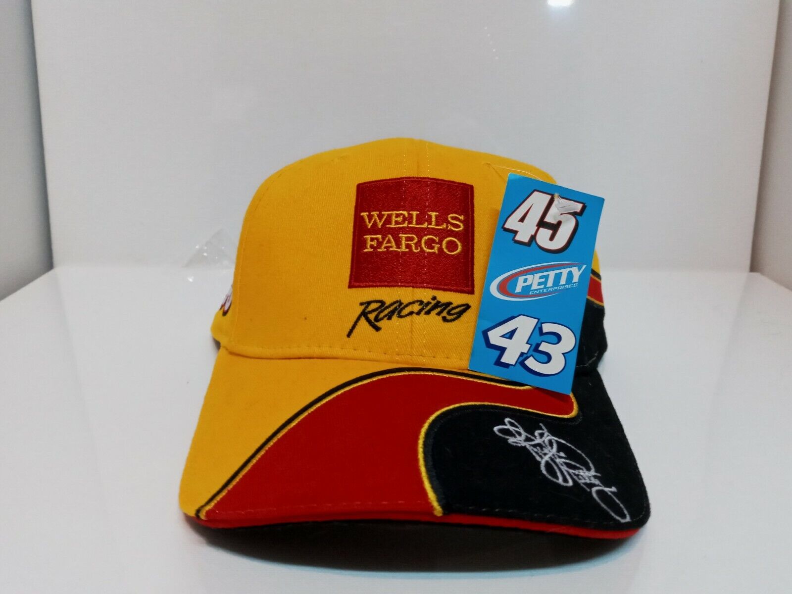 Nascar Kyle Petty #45 Wells Fargo Racing Hat Yellow Red Black Osfm New With Tags