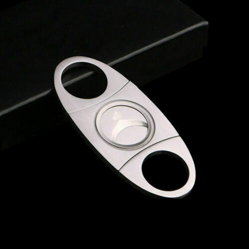 Silver Stainless Steel Pocket Cigar Cutter Knife Scissors Double Blades