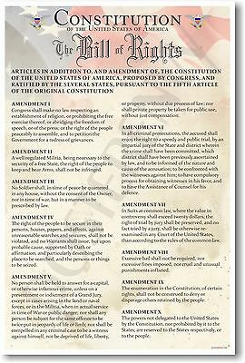 New American History Classroom Poster - The U.s. Constitution - Bill Of Rights