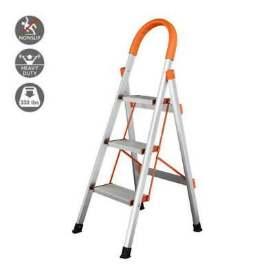 Protable 3 Step Ladder Folding Non Slip Safety Tread Industrial Home 330lbs Load
