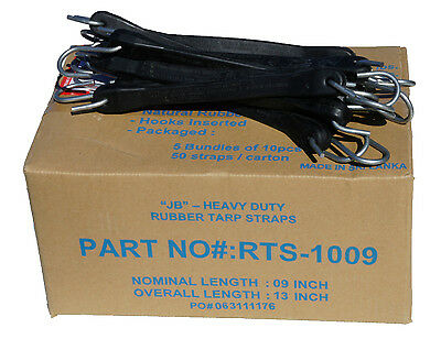 10 Pack 9" Jb Heavy Duty Natural Rubber Tarp Straps Tarp Tie Down Bungee Cords