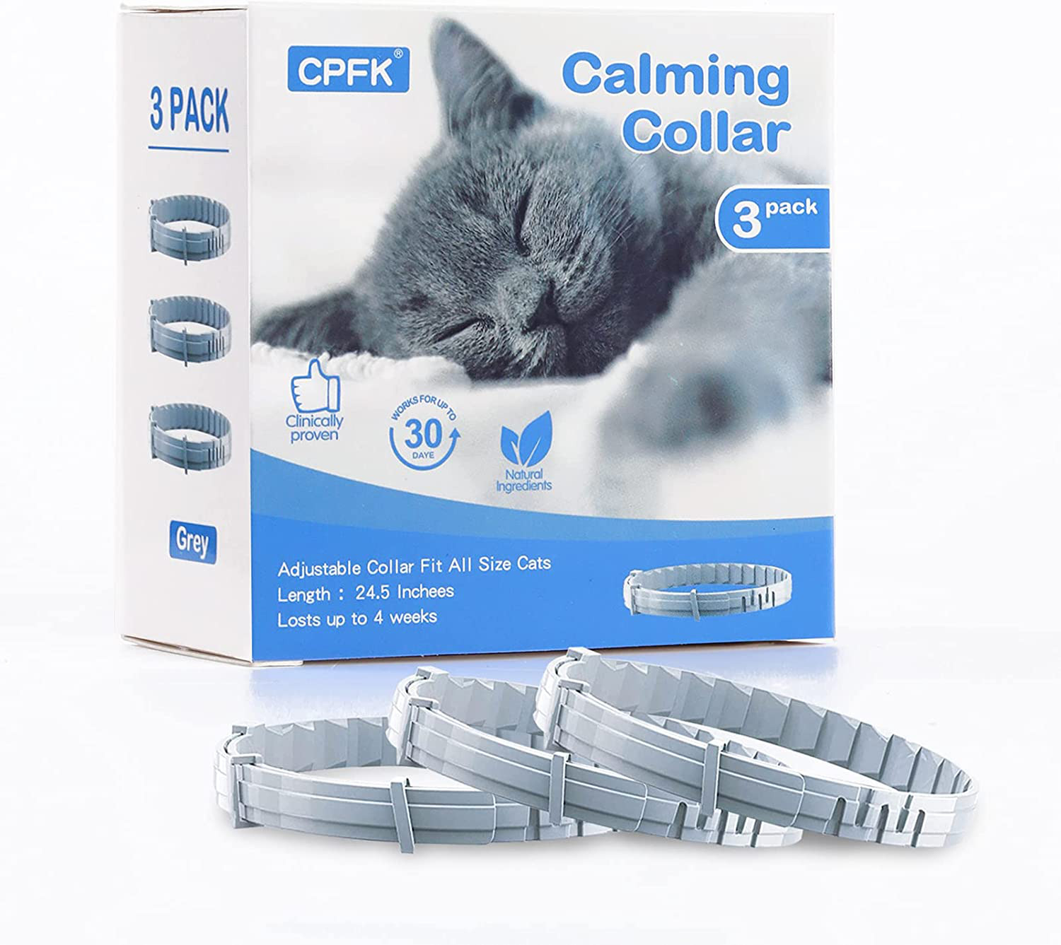 Cat Calming Collar Pheromone Calm Anxiety Collars Stress Reliever Gray 3 Pack