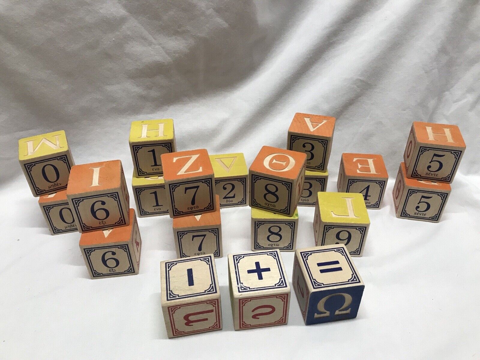 Uncle Goose Classic Greek Wooden Alphabet Abc Blocks Numbers Animals 20 Blocks