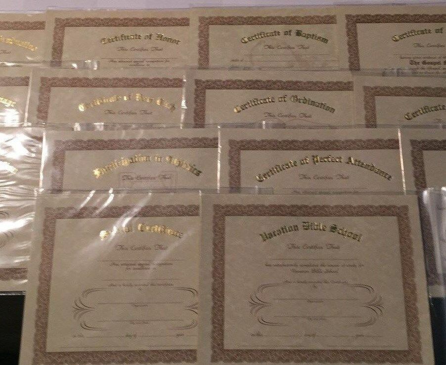 Tan Parchment Certificates - 8" X 10" In Packs Of 12 - Choose From 19 Styles