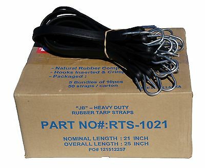 40 Pack 21" Jb Heavy Duty Natural Rubber Tarp Straps Tarp Tie Down Bungee Cords