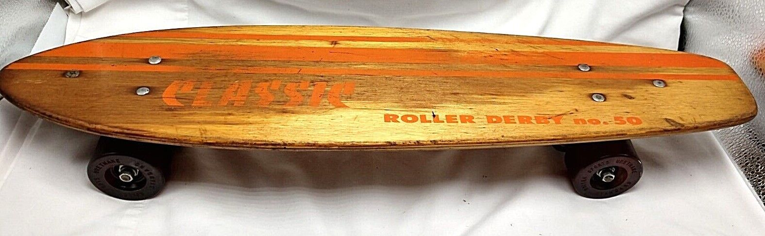 1960's Classic Roller Derby No. 50 Skateboard Wood W/ Original Trucks & Wheels