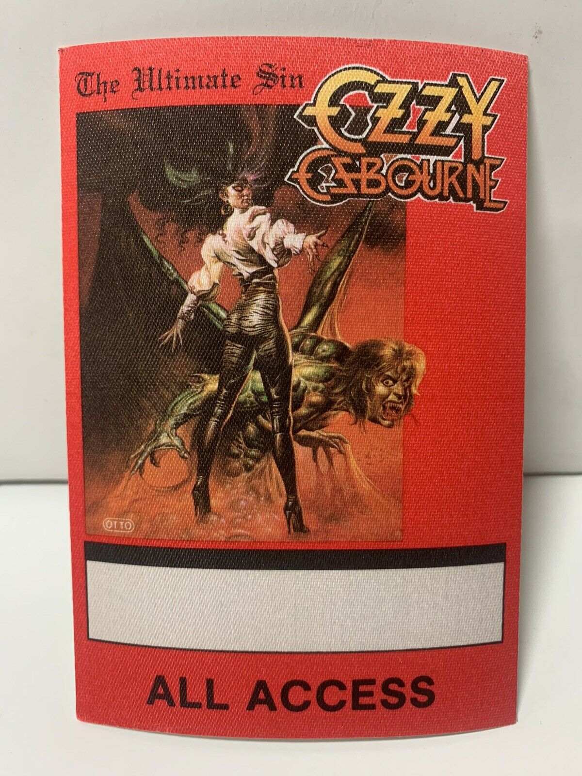Ozzy Osbourne Ultimate Sin Red Concert Tour Backstage Pass 100% Real