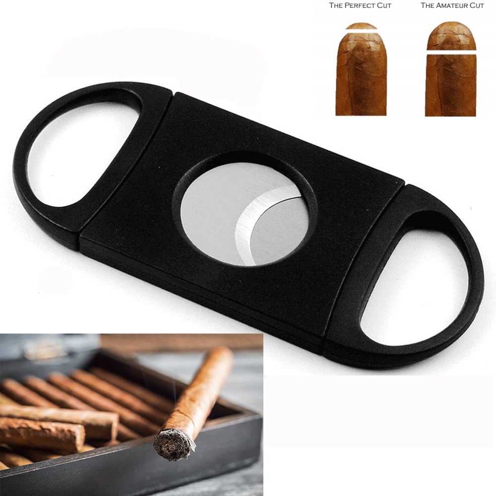 Cigar Cutter Stainless Steel Double Blades Guillotine Knife Pocket Scissors New