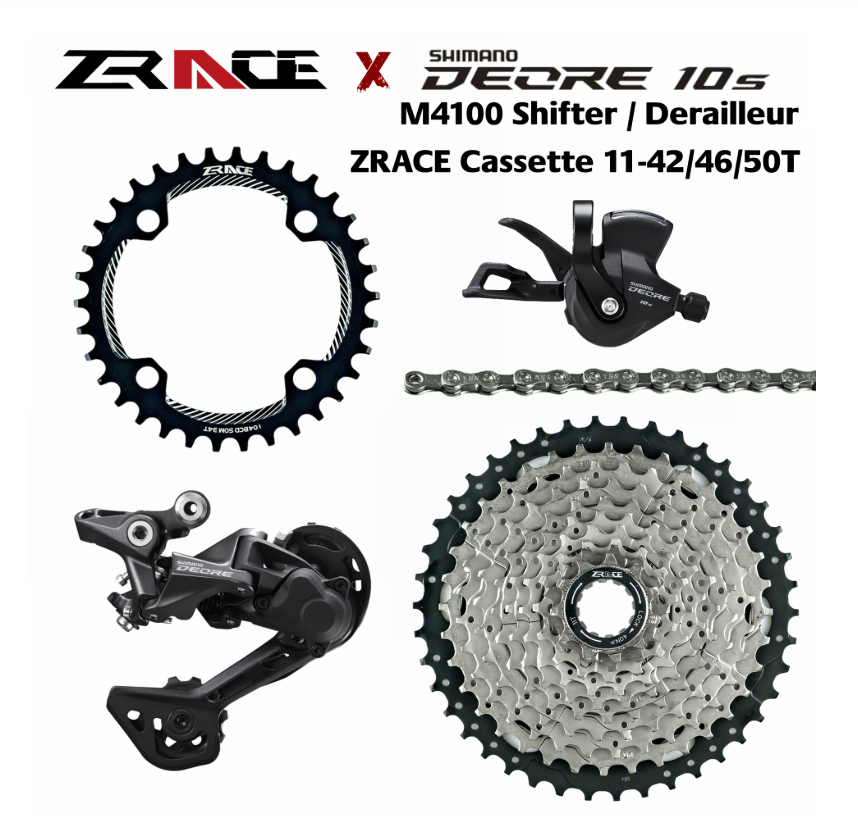 Shimano Deore M4100 Groupset 10 Speed Group Set Big Casstte 46t/50t/52t Latest