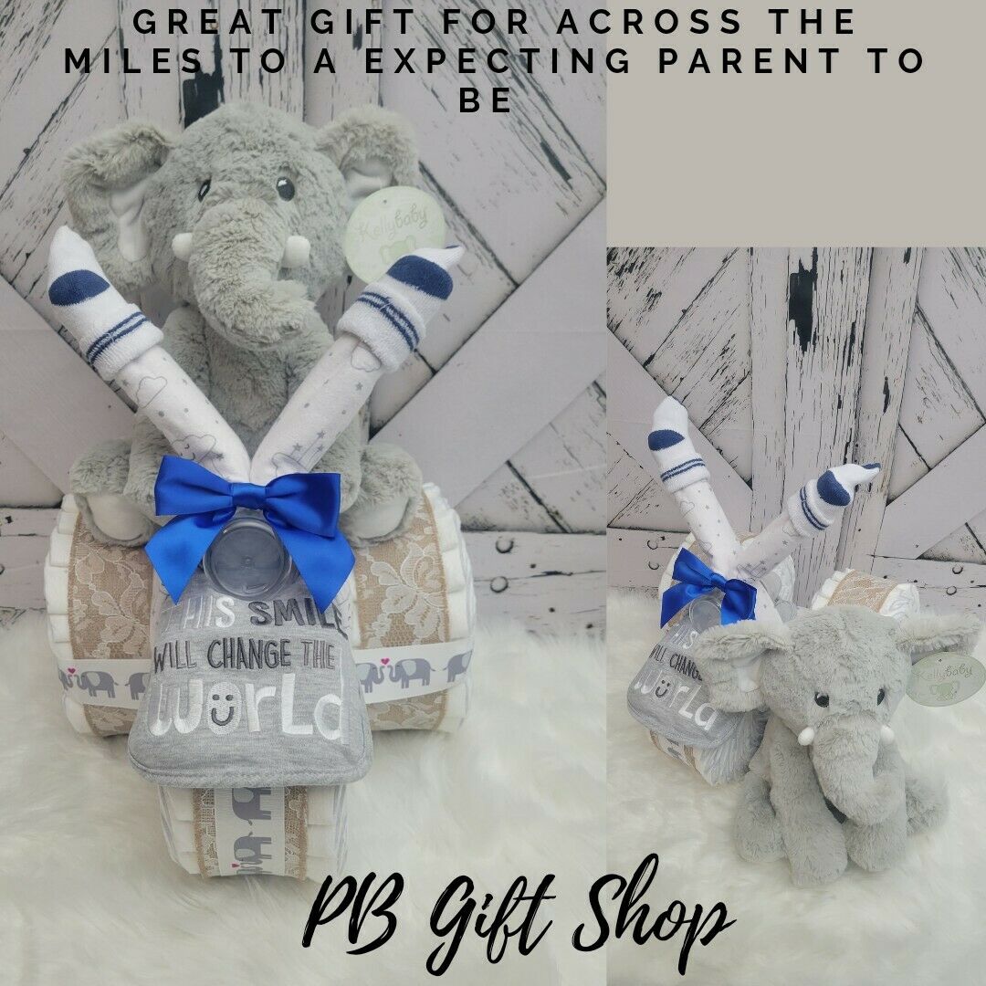 Mom To Be Gift- Elephant Diaper Cake Tricycle