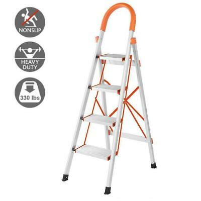 New Non-slip 4 Step Aluminum Ladder Folding Platform Stool 330 Lbs Load Capacity