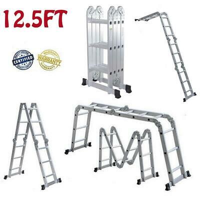 12.5ft 12-steps Multi Purpose Step Platform Aluminum Folding Scaffold Ladder