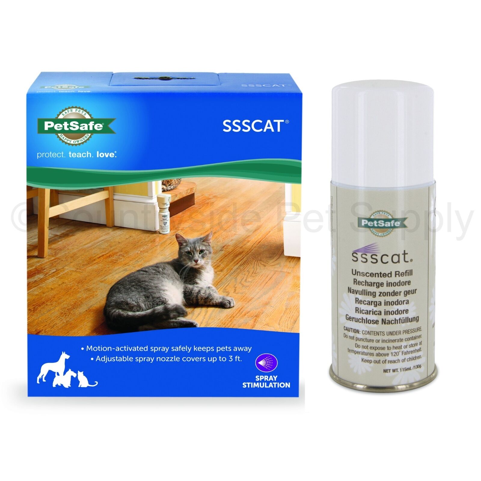 Ssscat Spray Deterrent For Pets Ppd00-16168 W/ Extra Spray Refill Ppd17-16165